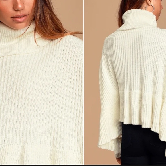 Free People Layer Cake Turtleneck Size M Sweater Bohemian Oversized Cabincore - Picture 2 of 10